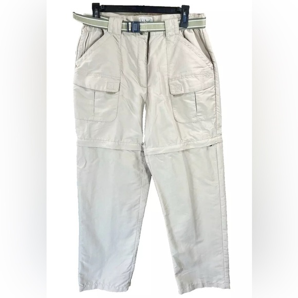 LL Bean Mens Medium Convertible Pants Shorts Belted Stretch Waist Outdoor Hiking - Picture 1 of 7